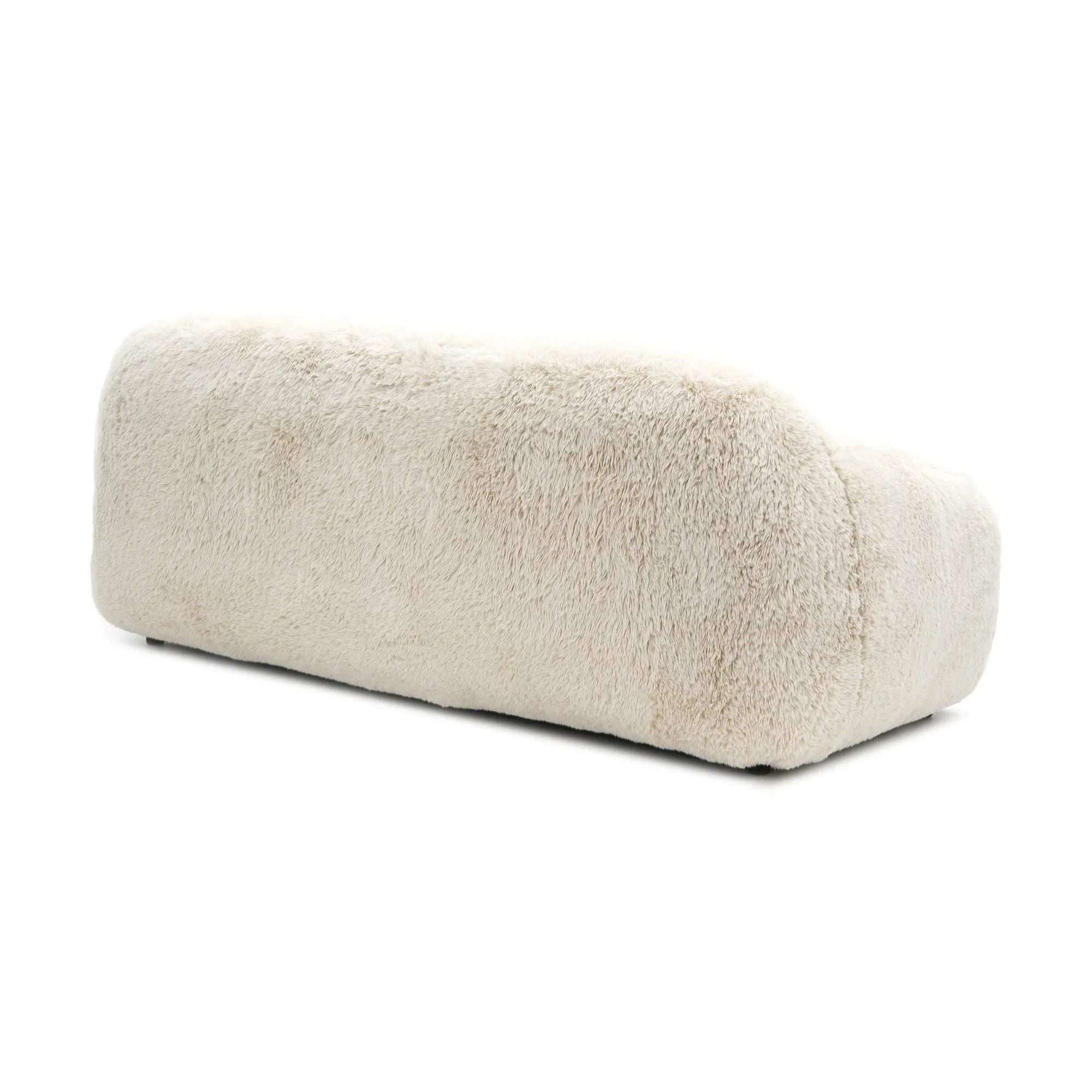 84" Darwen Modern Faux Fur Sofa with Ball Pillow