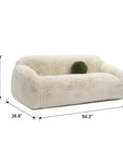 84" Darwen Modern Faux Fur Sofa with Ball Pillow