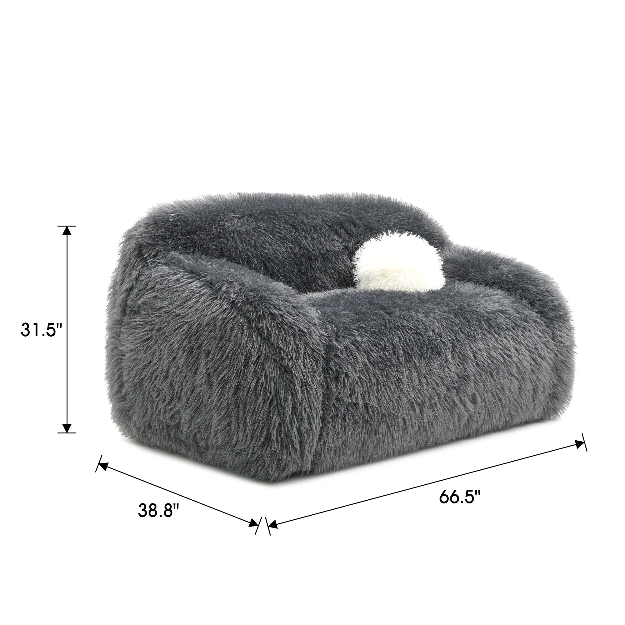 66" Darwen Modern Faux Fur Loveseat with Ball Pillow