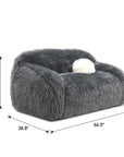 66" Darwen Modern Faux Fur Loveseat with Ball Pillow