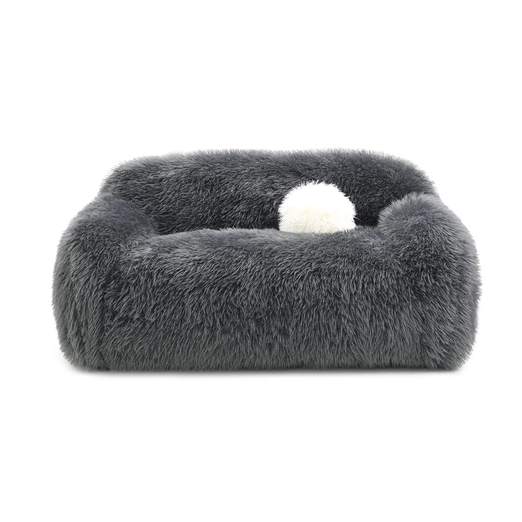 66" Darwen Modern Faux Fur Loveseat with Ball Pillow