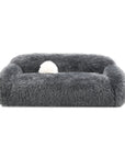 84" Darwen Modern Faux Fur Sofa with Ball Pillow