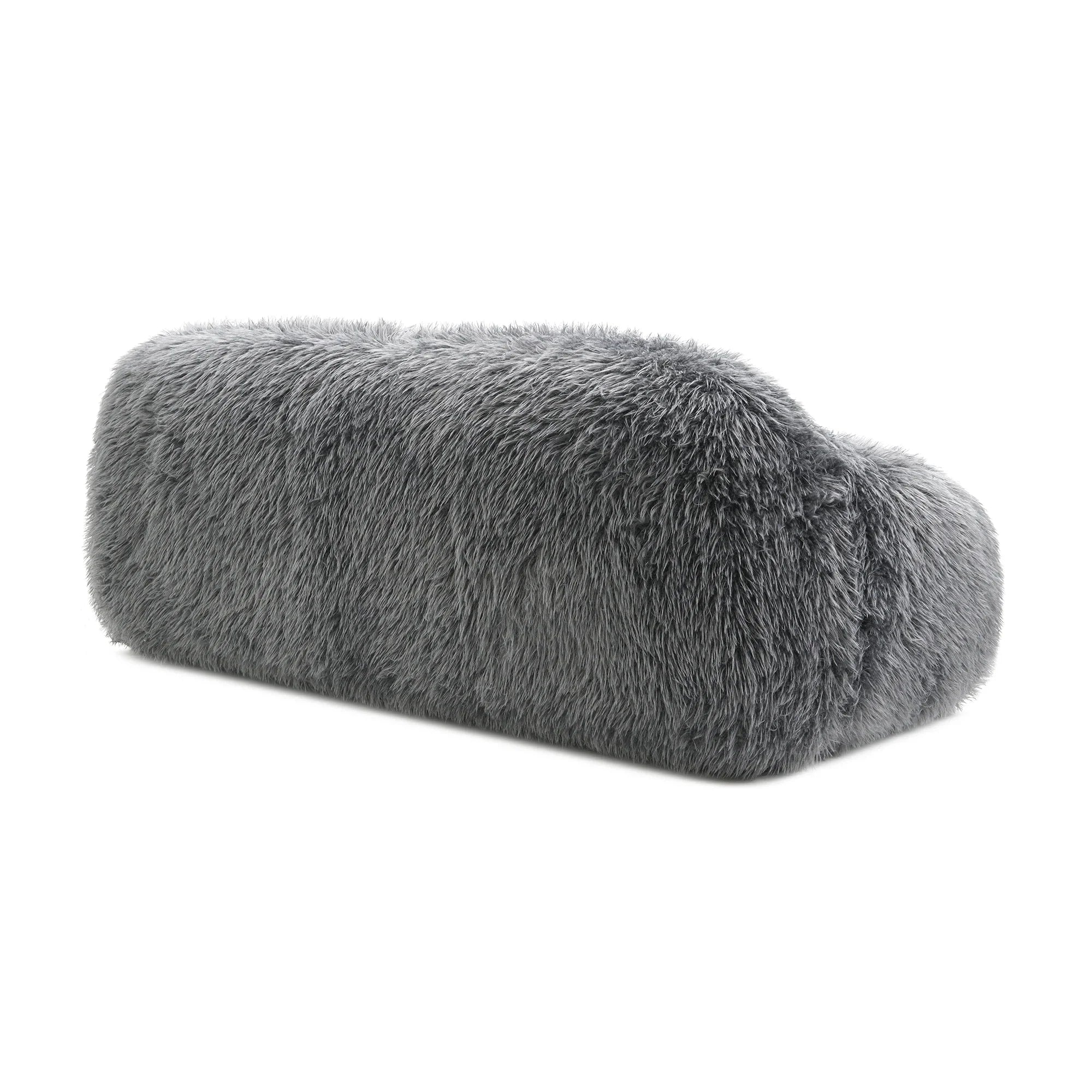 84" Darwen Modern Faux Fur Sofa with Ball Pillow