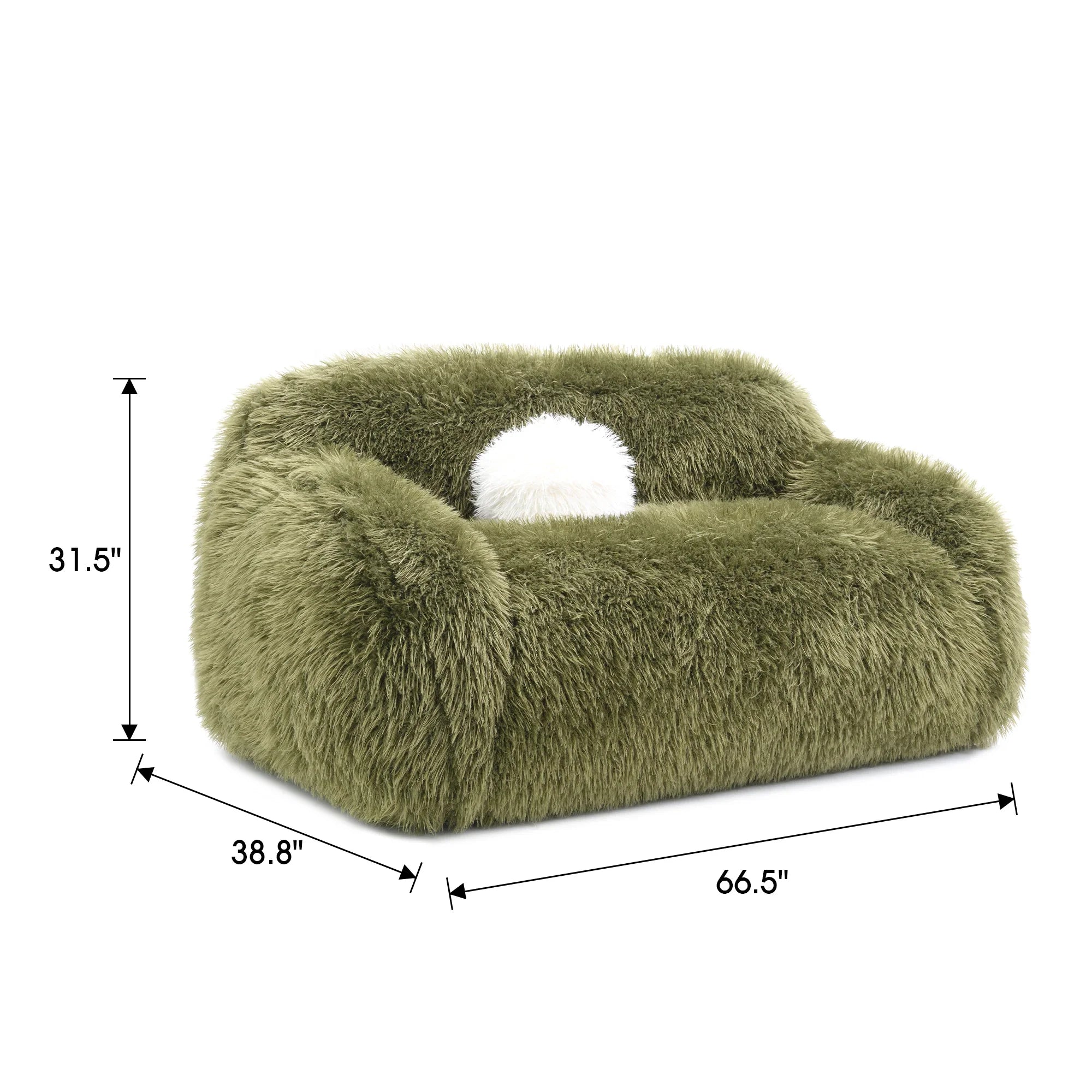 66" Darwen Modern Faux Fur Loveseat with Ball Pillow