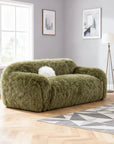 66" Darwen Modern Faux Fur Loveseat with Ball Pillow