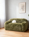66" Darwen Modern Faux Fur Loveseat with Ball Pillow