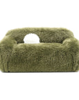 66" Darwen Modern Faux Fur Loveseat with Ball Pillow