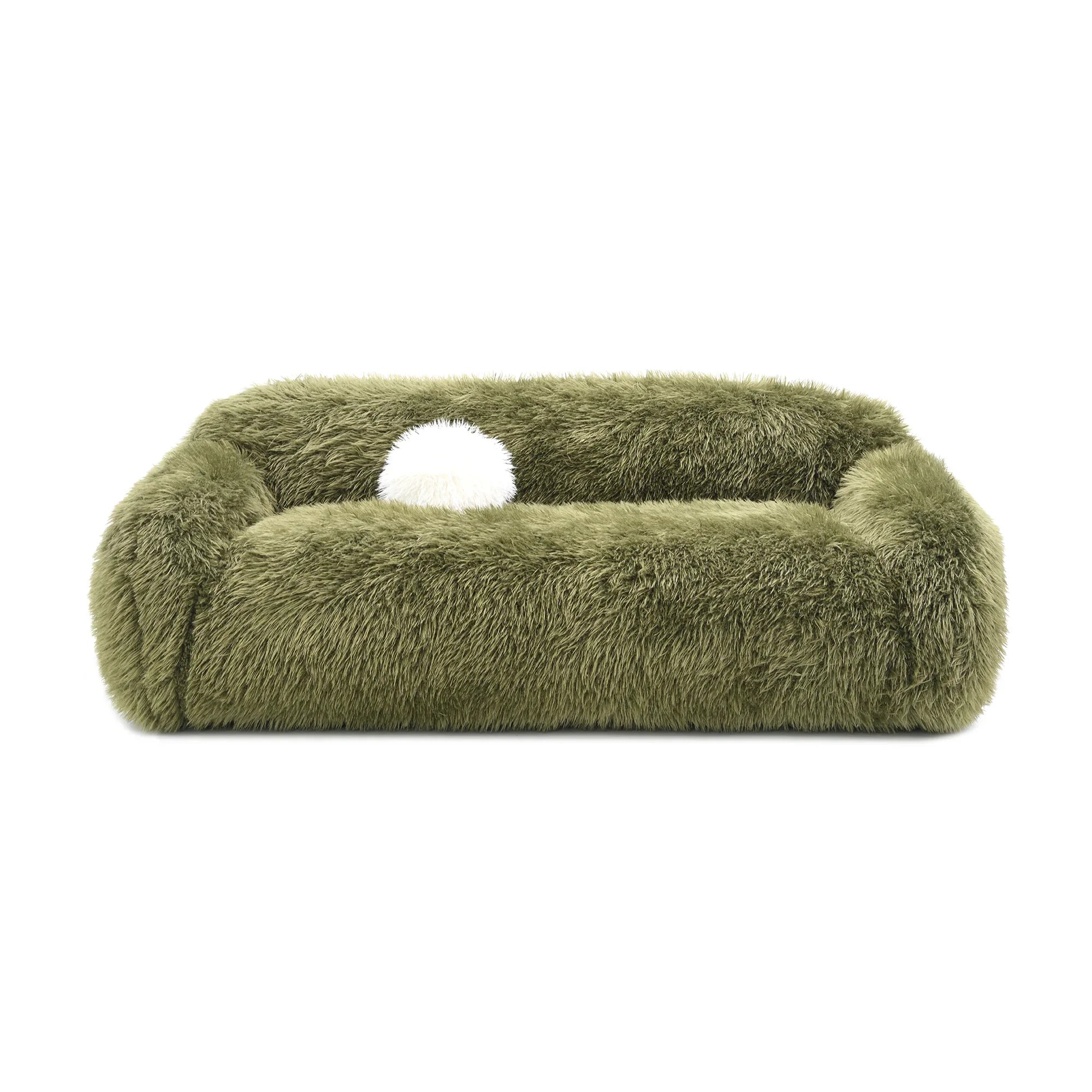84" Darwen Modern Faux Fur Sofa with Ball Pillow