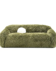 84" Darwen Modern Faux Fur Sofa with Ball Pillow