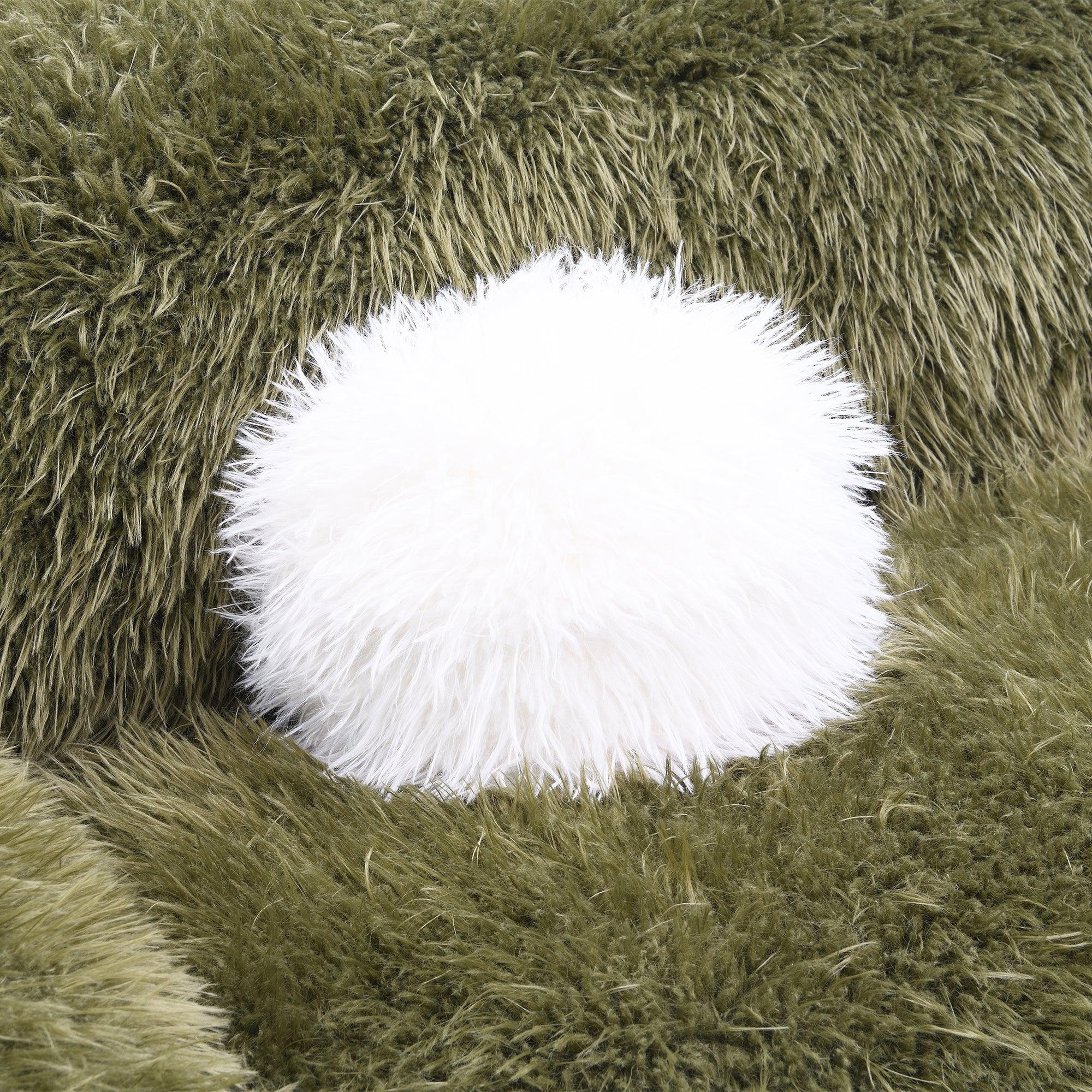 84" Darwen Modern Faux Fur Sofa with Ball Pillow