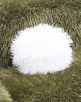 84" Darwen Modern Faux Fur Sofa with Ball Pillow
