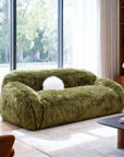 84" Darwen Modern Faux Fur Sofa with Ball Pillow