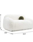 66" Darwen Modern Faux Fur Loveseat with Ball Pillow