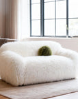 66" Darwen Modern Faux Fur Loveseat with Ball Pillow