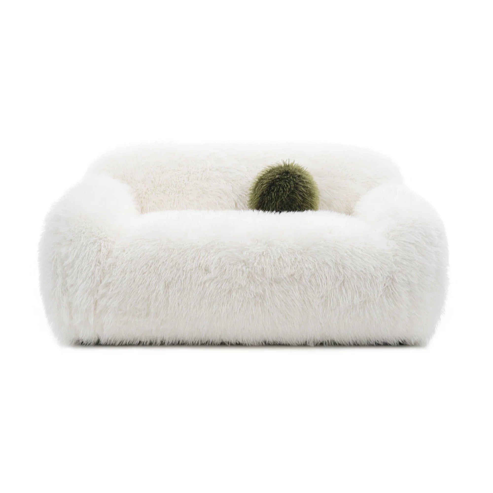 66" Darwen Modern Faux Fur Loveseat with Ball Pillow