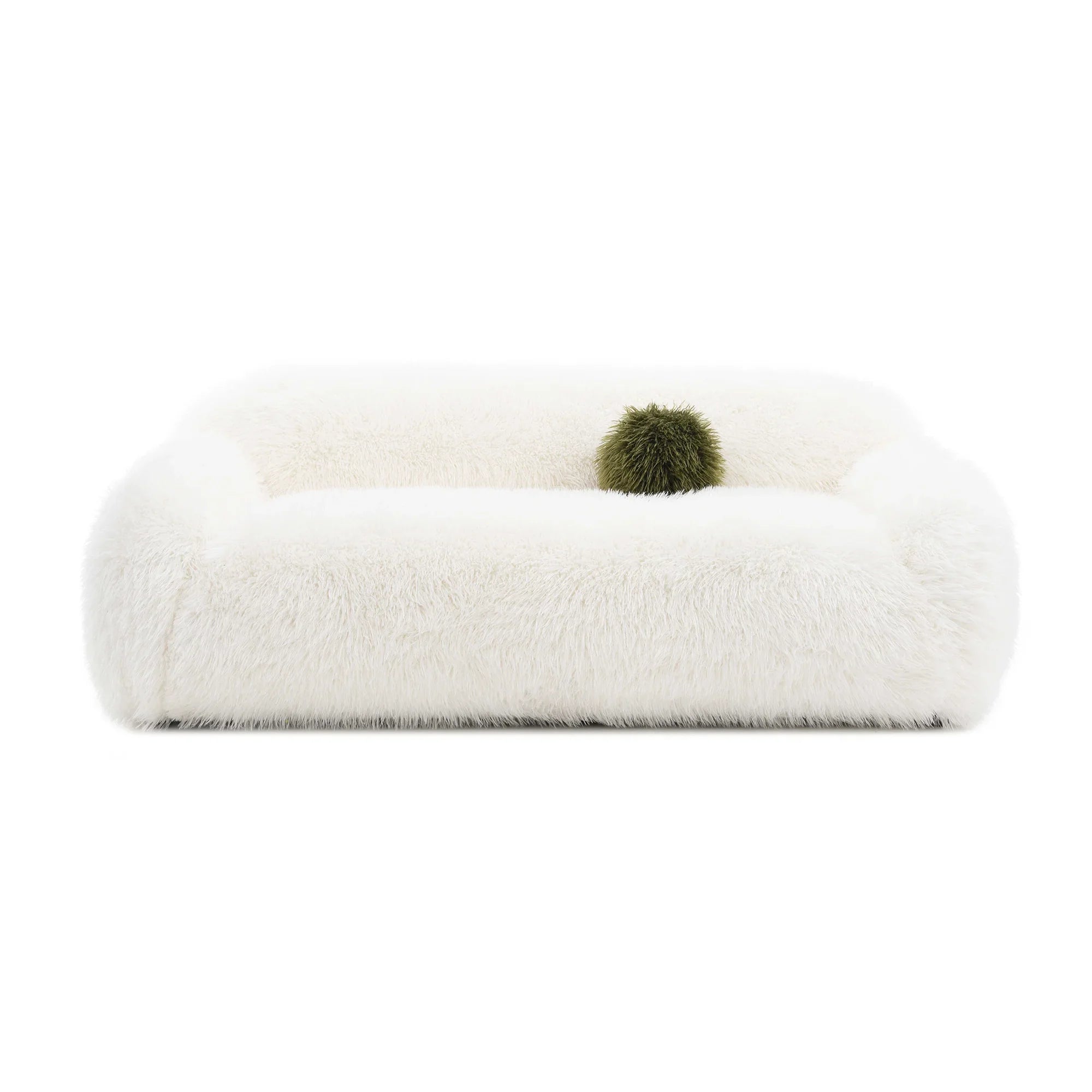 84" Darwen Modern Faux Fur Sofa with Ball Pillow
