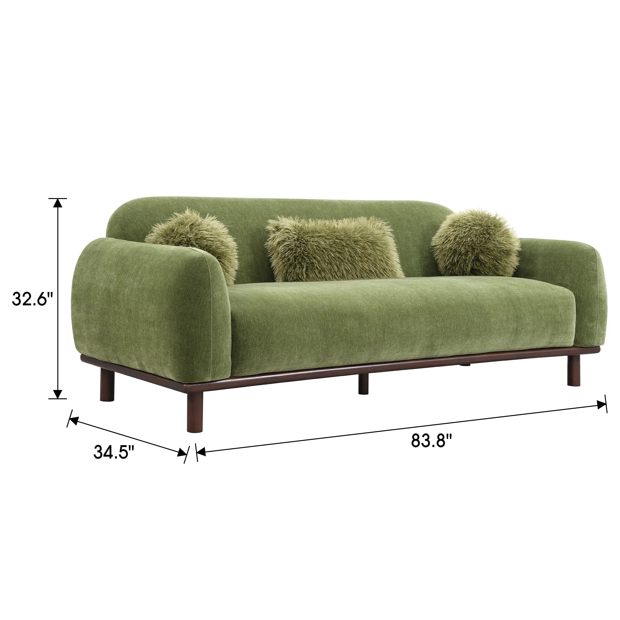 84" Mellone Mid-Century Modern Sofa in Soft Chenille