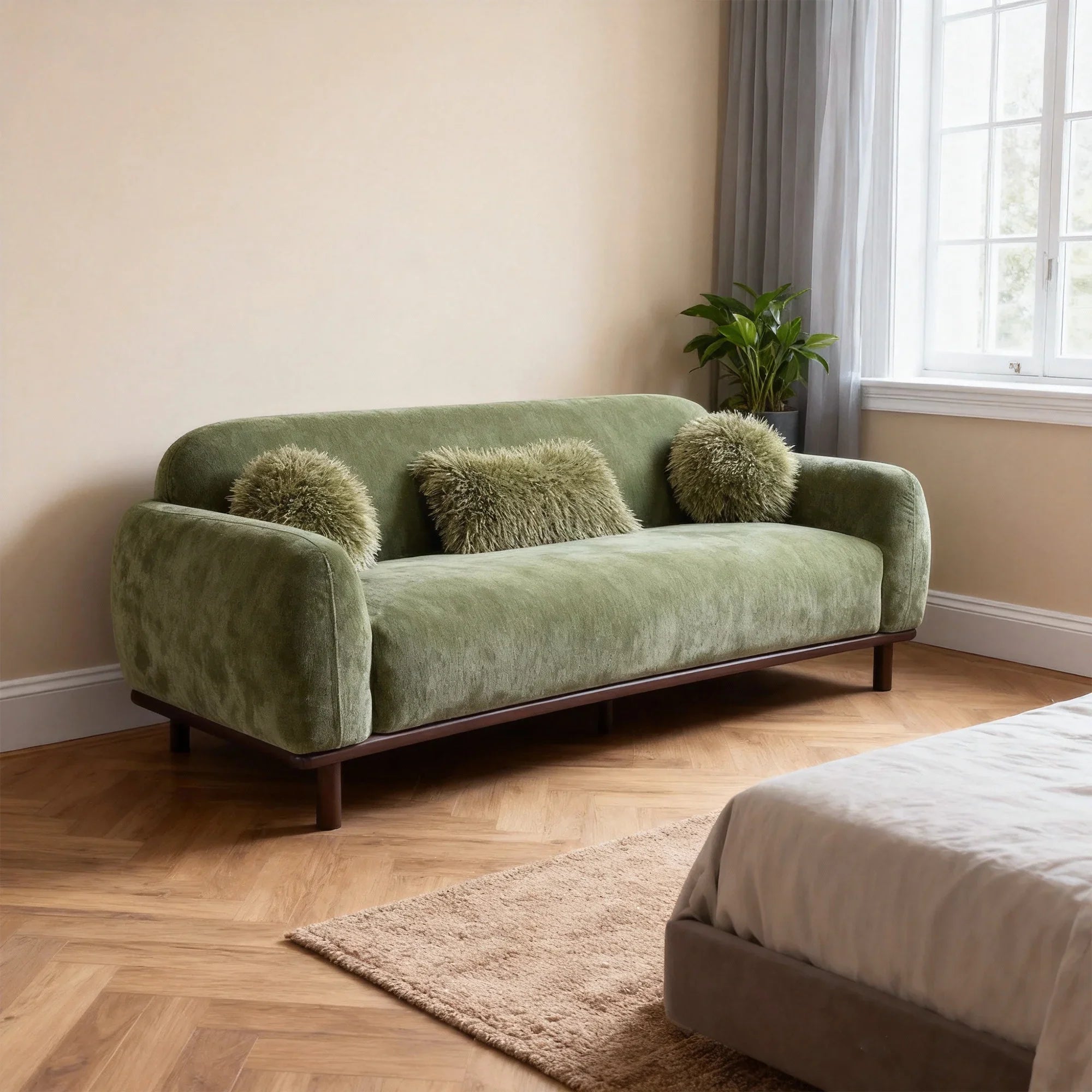 84" Mellone Mid-Century Modern Sofa in Soft Chenille