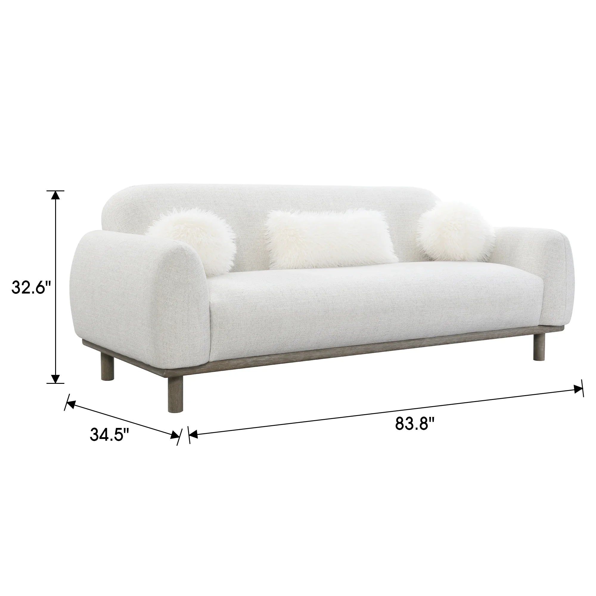 84" Mellone Mid-Century Modern Sofa in Soft Chenille