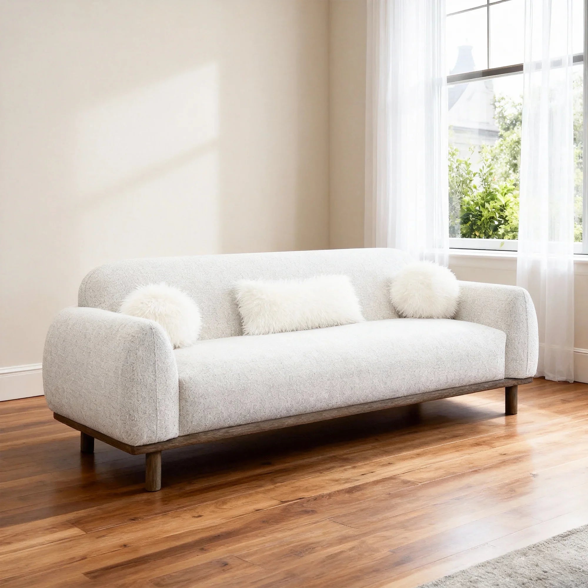 84" Mellone Mid-Century Modern Sofa in Soft Chenille