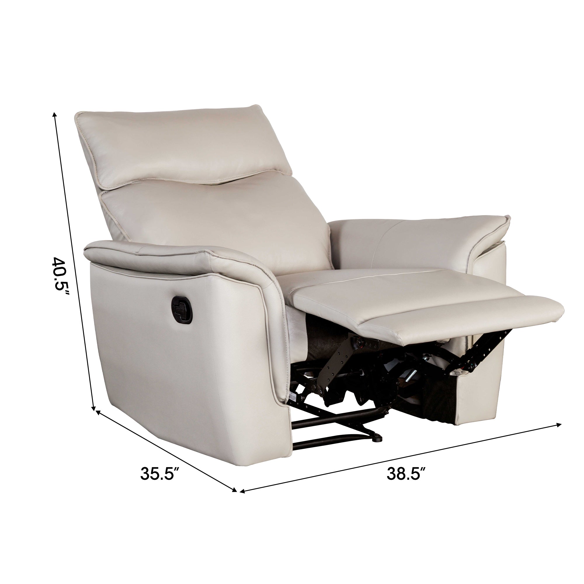 Bienne 38.5" Leather Match Recliner Chair with Manual Function