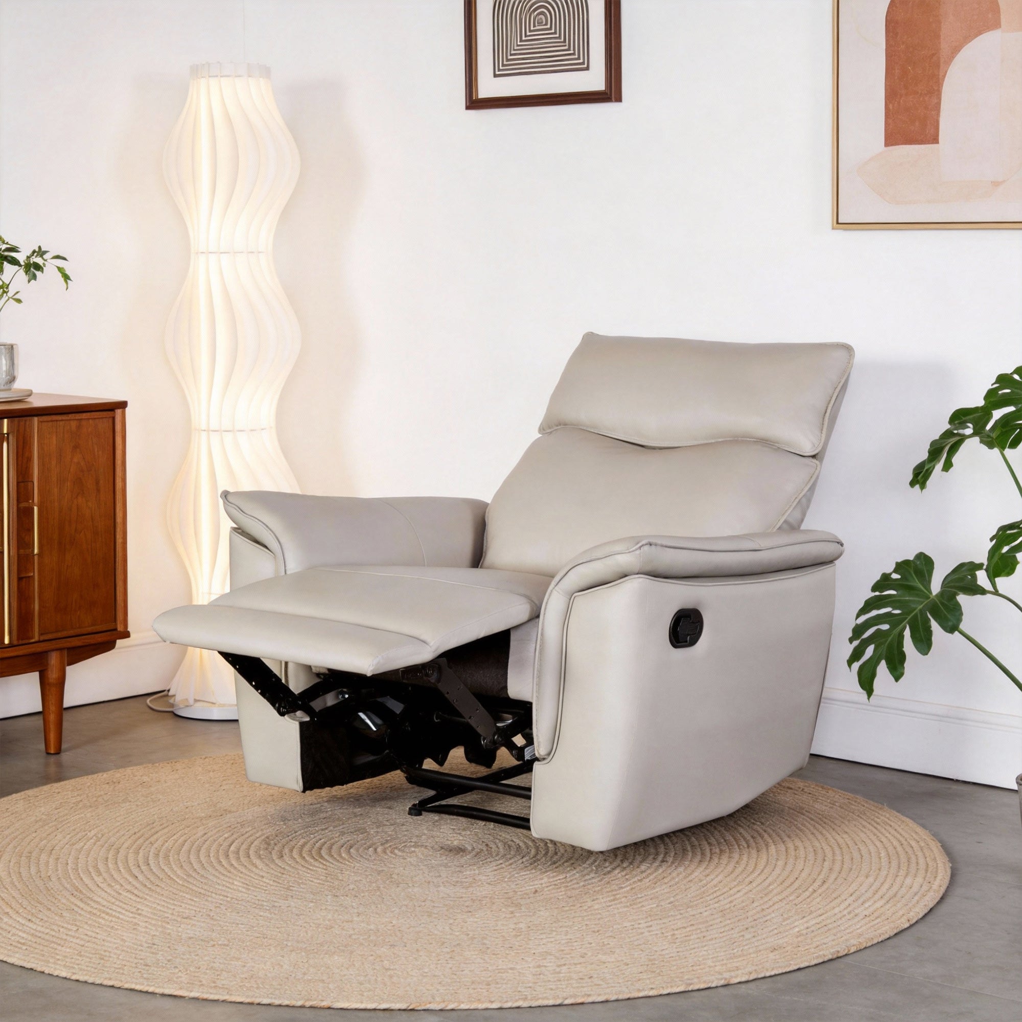 Bienne 38.5" Leather Match Recliner Chair with Manual Function