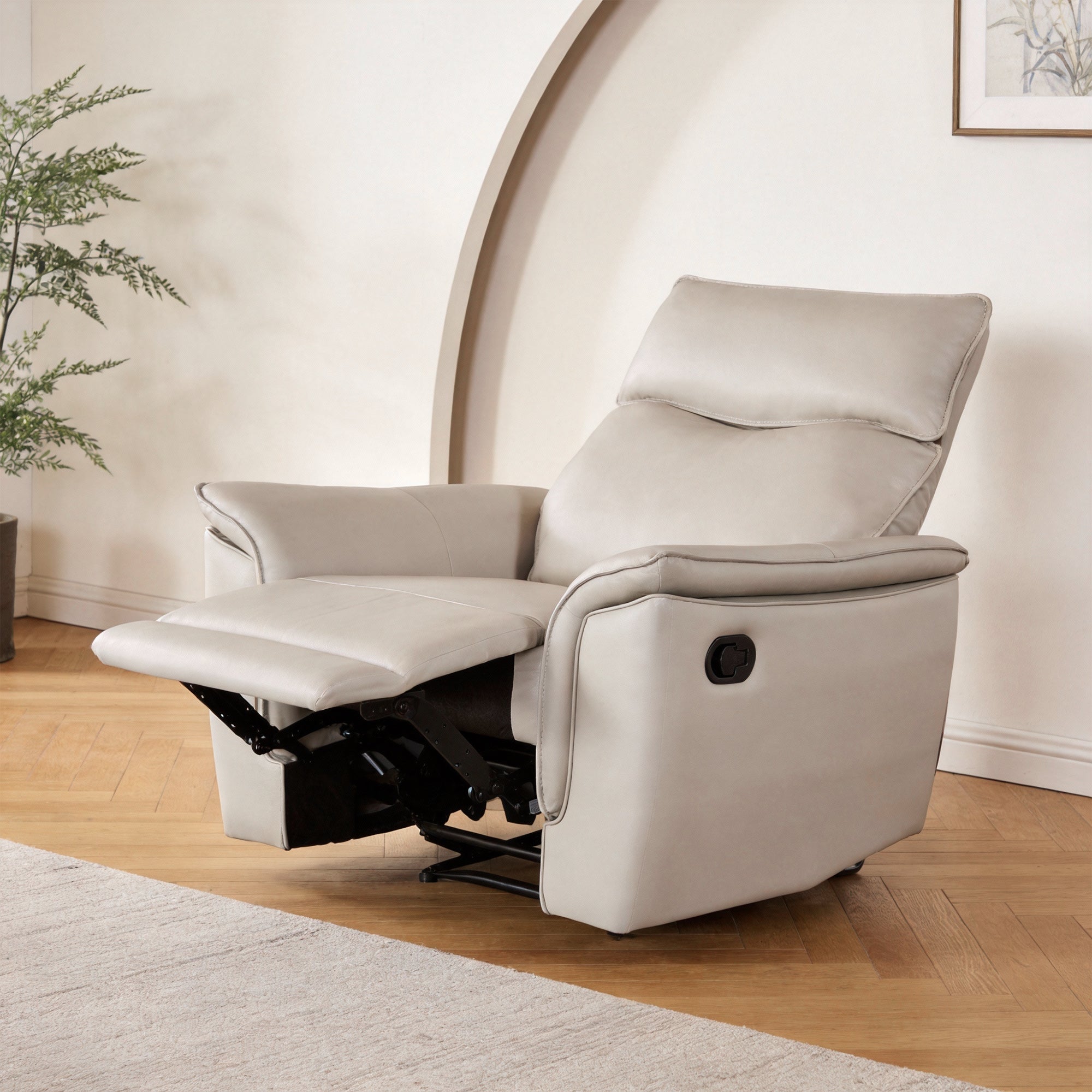 Bienne 38.5" Leather Match Recliner Chair with Manual Function