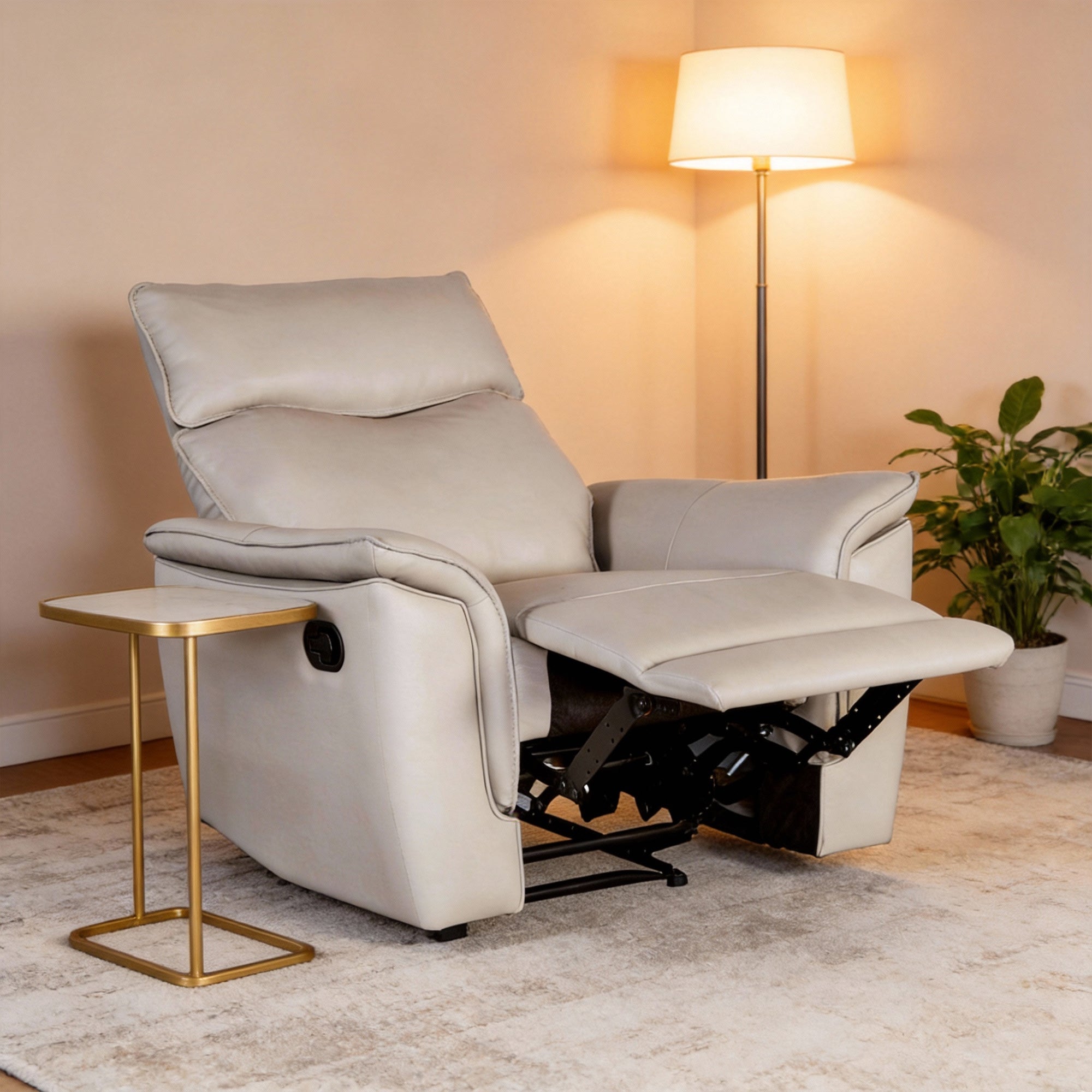 Bienne 38.5" Leather Match Recliner Chair with Manual Function