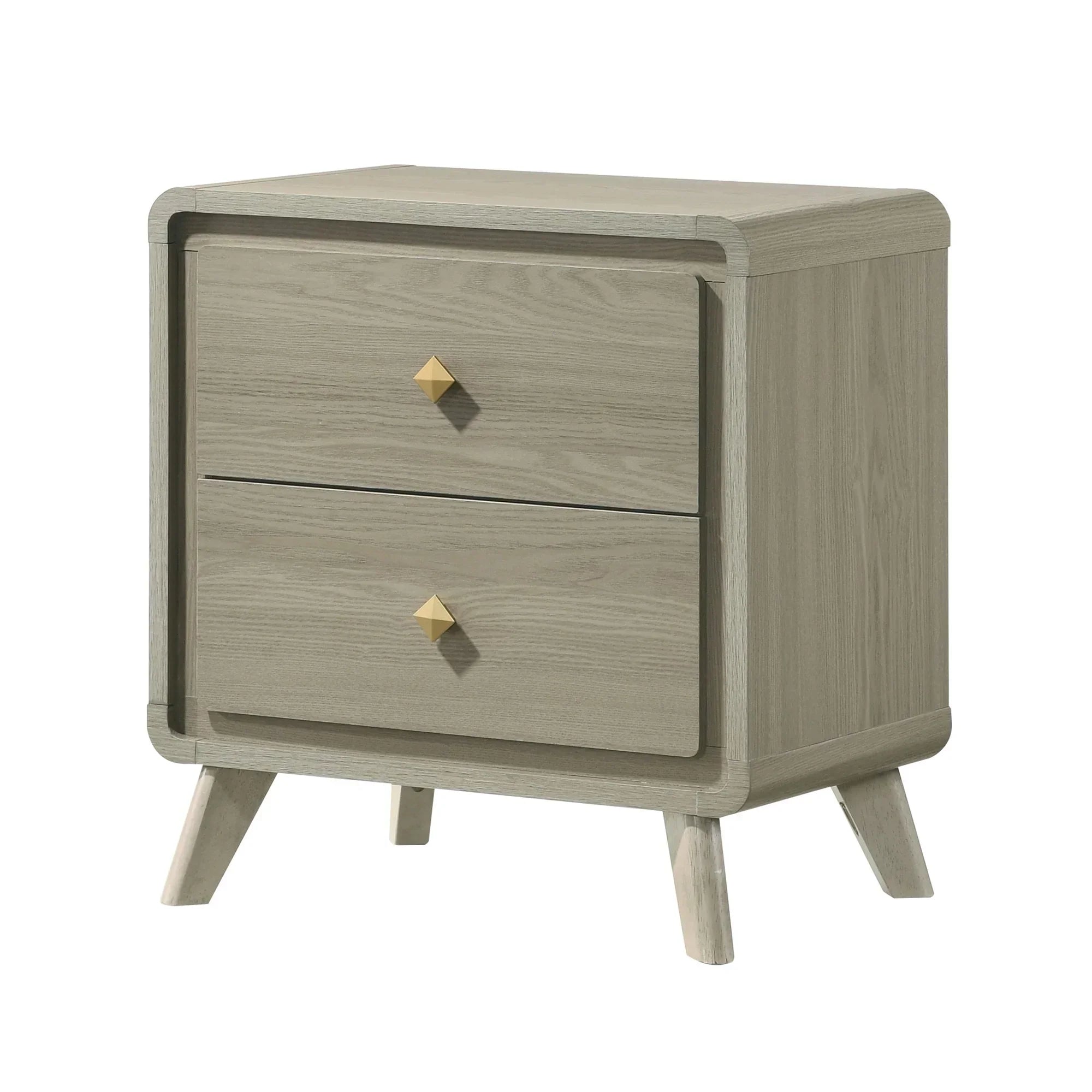 Rainier 25" Gray Wood Nightstand with 2 Drawers