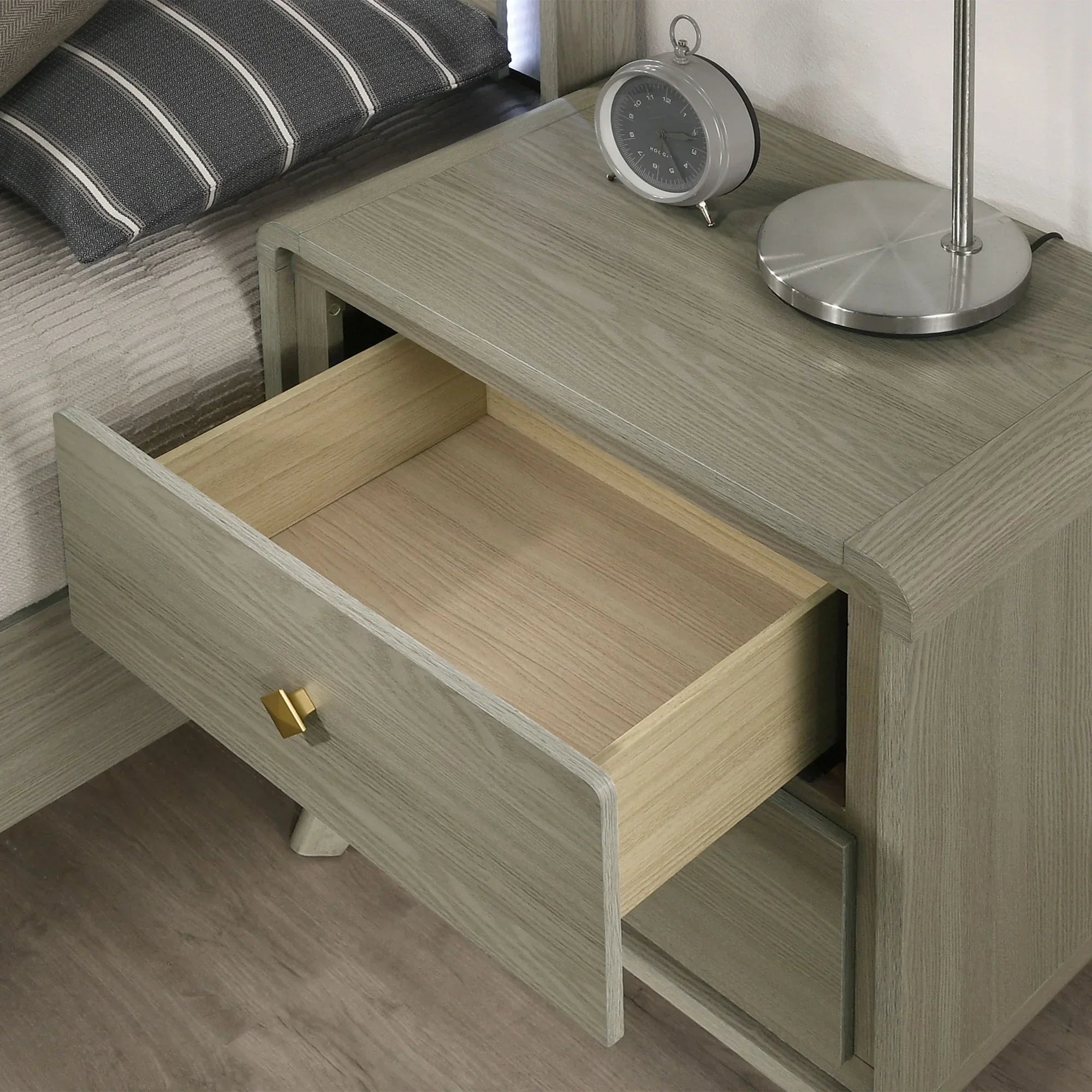 Rainier 25" Gray Wood Nightstand with 2 Drawers