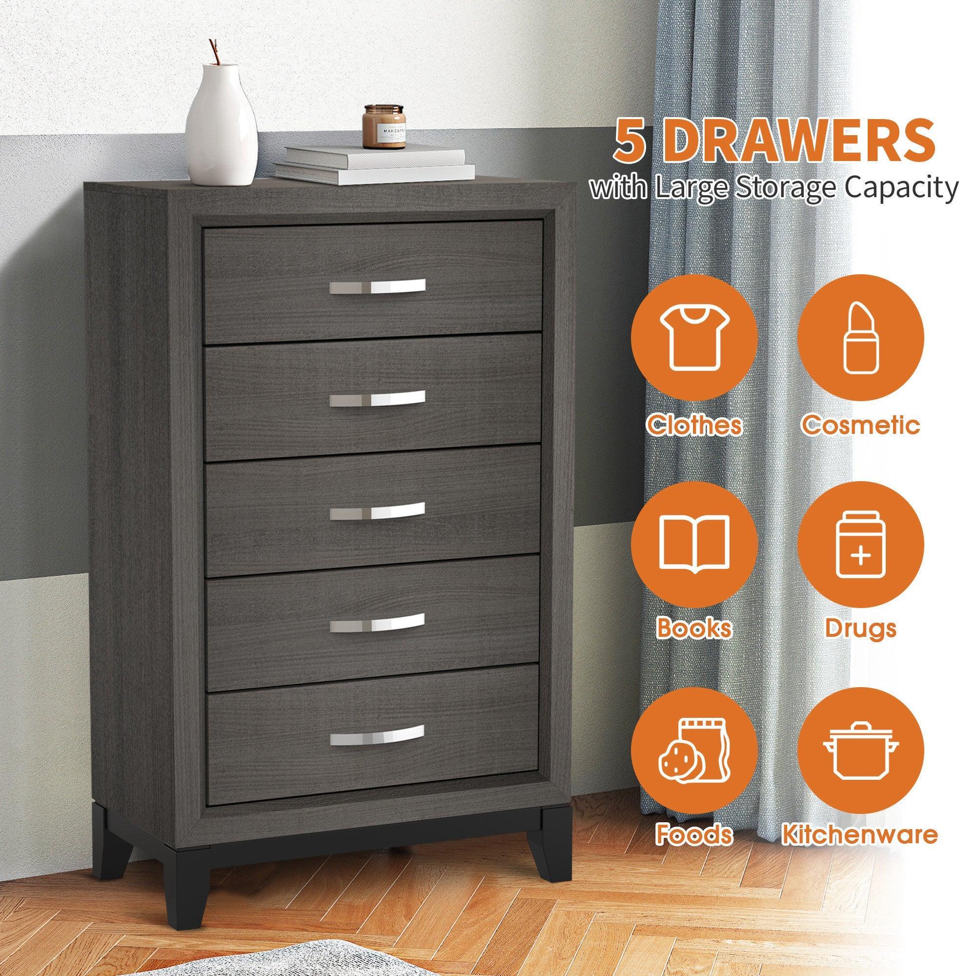 31" Bedroom Chest with 5 Drawers for Storage