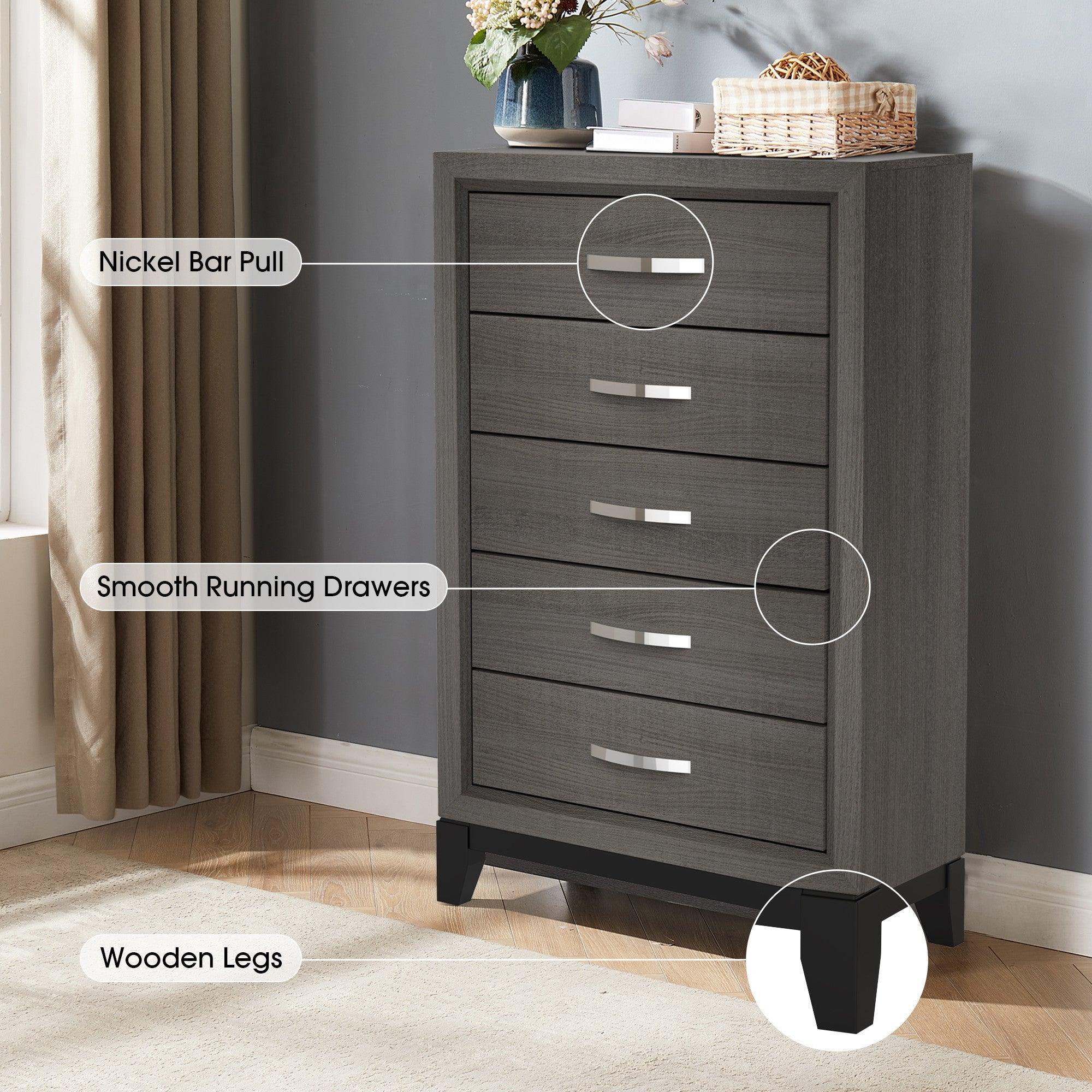 31" Bedroom Chest with 5 Drawers for Storage