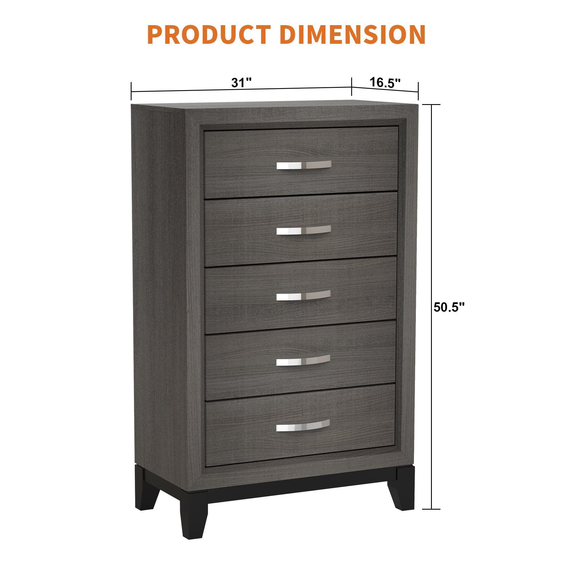 31" Bedroom Chest with 5 Drawers for Storage