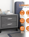 Lucien Contemporary Wood Nightstand with Spacious Drawers