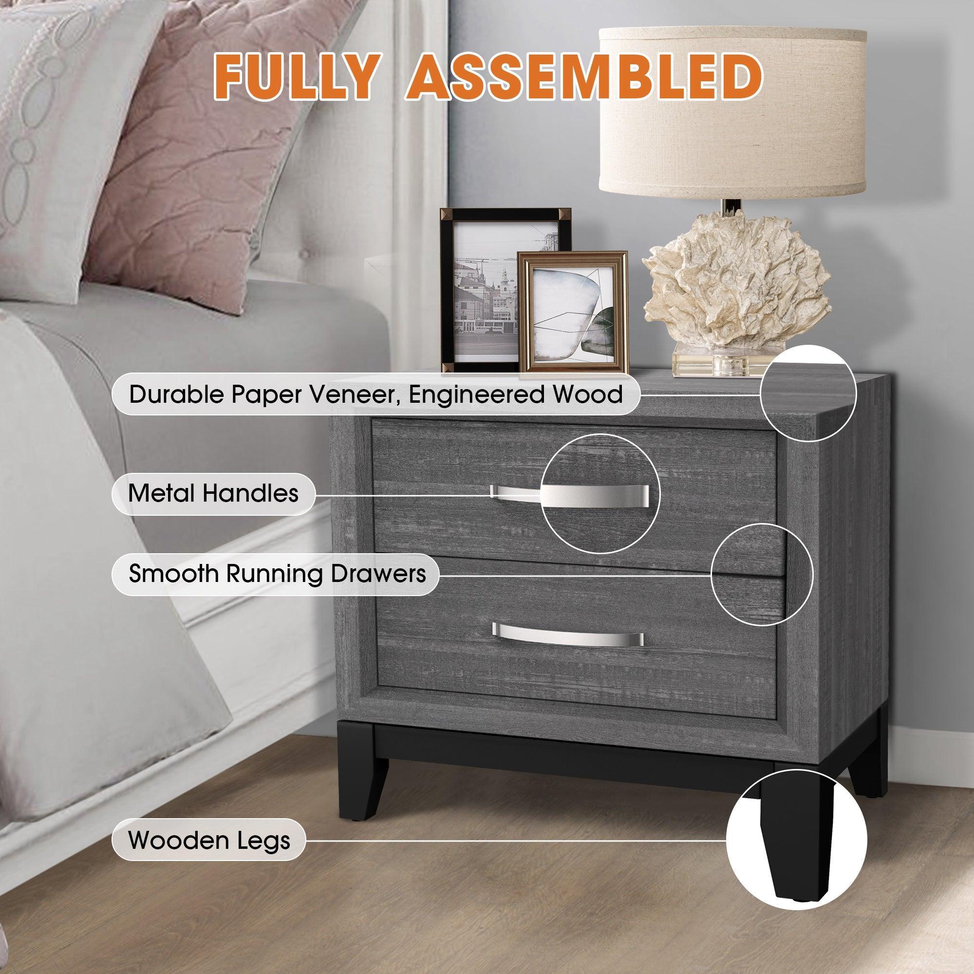 Lucien Contemporary Wood Nightstand with Spacious Drawers