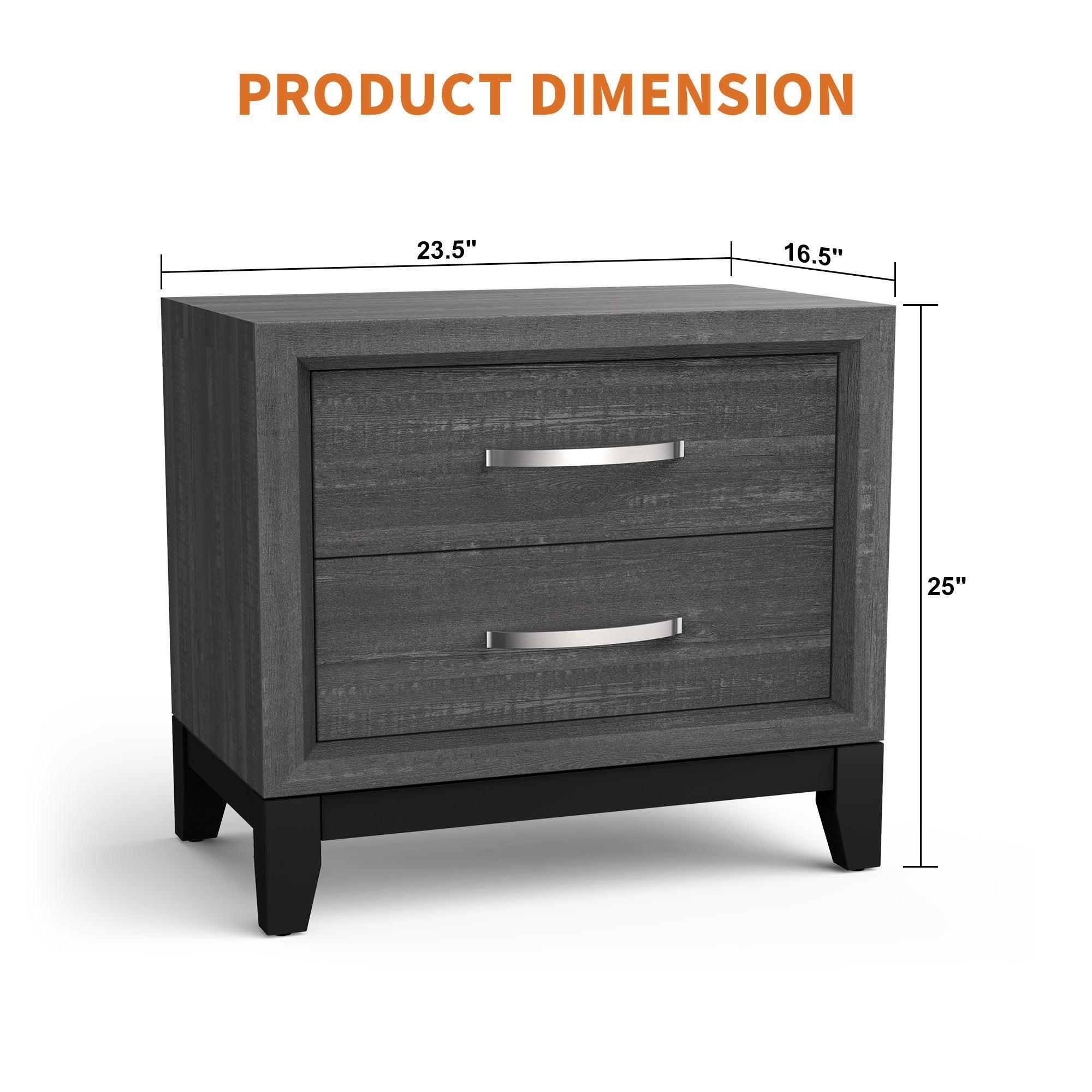 Lucien Contemporary Wood Nightstand with Spacious Drawers