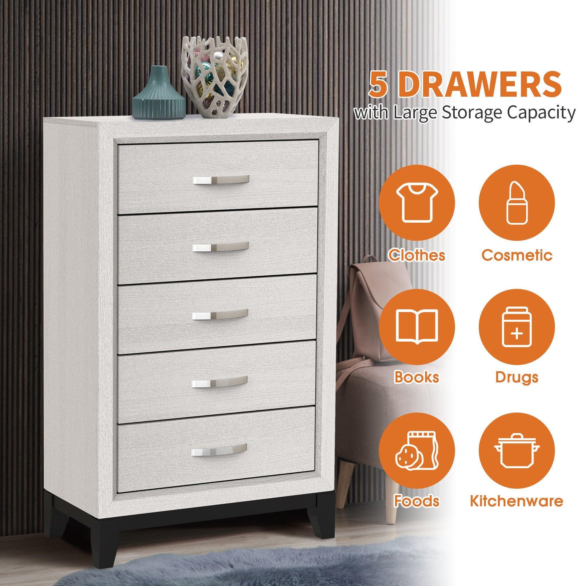 31" Bedroom Chest with 5 Drawers for Storage