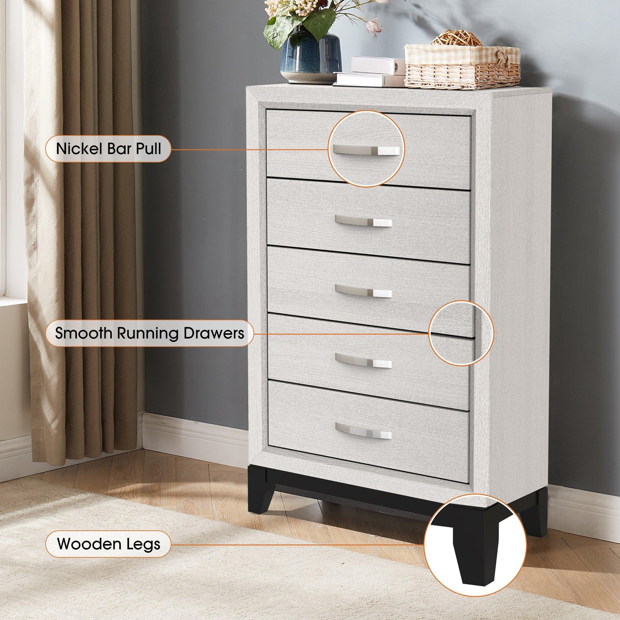 31" Bedroom Chest with 5 Drawers for Storage
