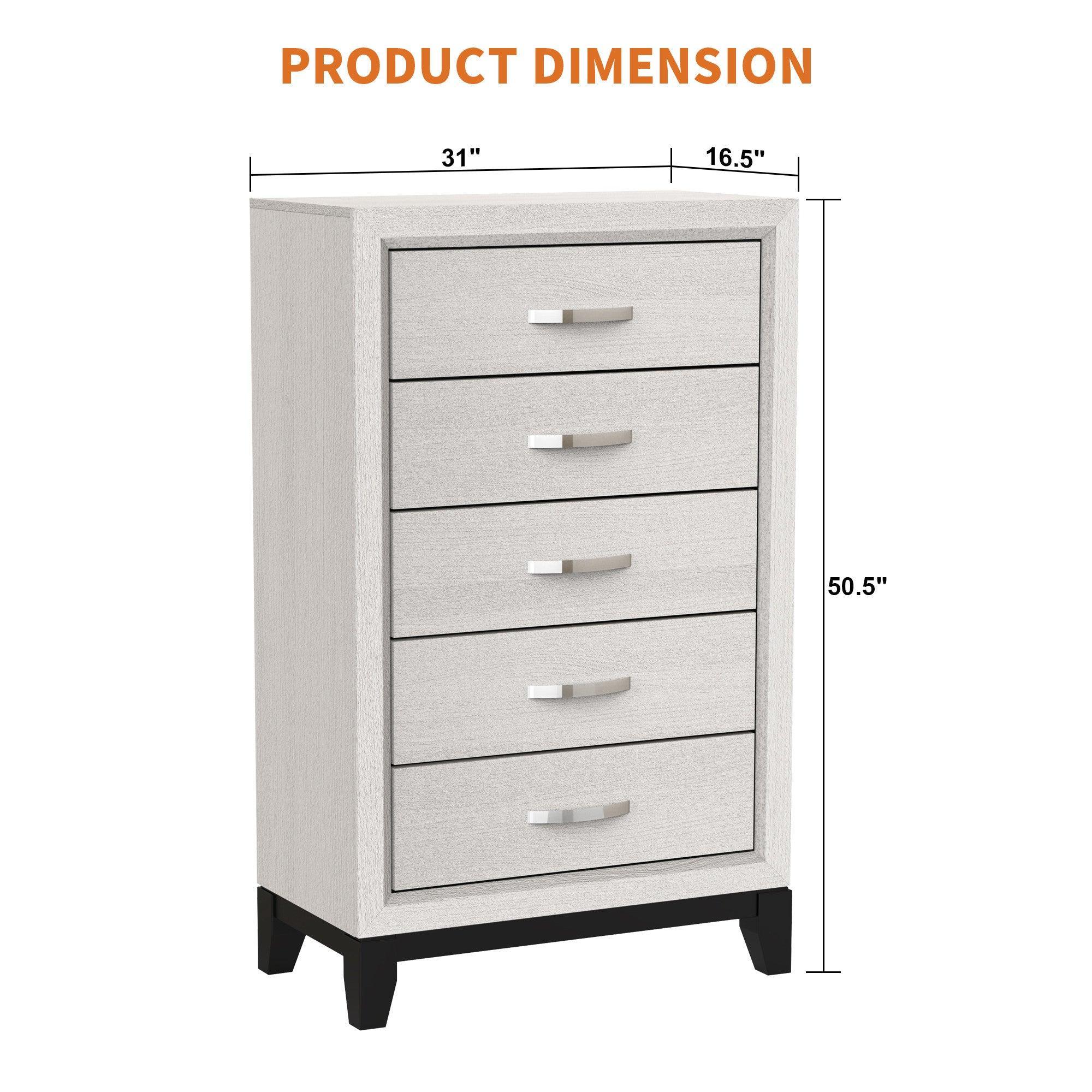 31" Bedroom Chest with 5 Drawers for Storage