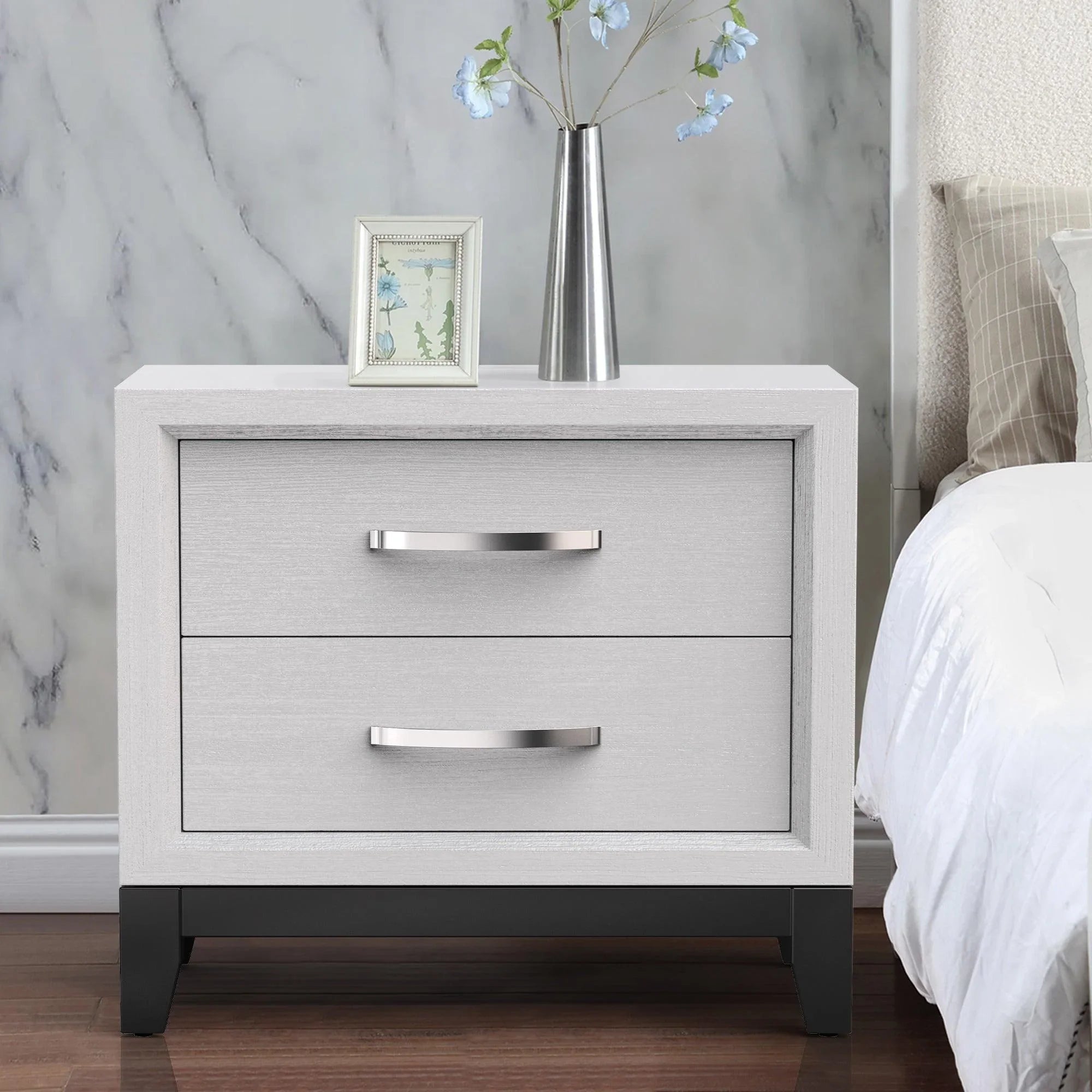 Lucien Contemporary Wood Nightstand with Spacious Drawers