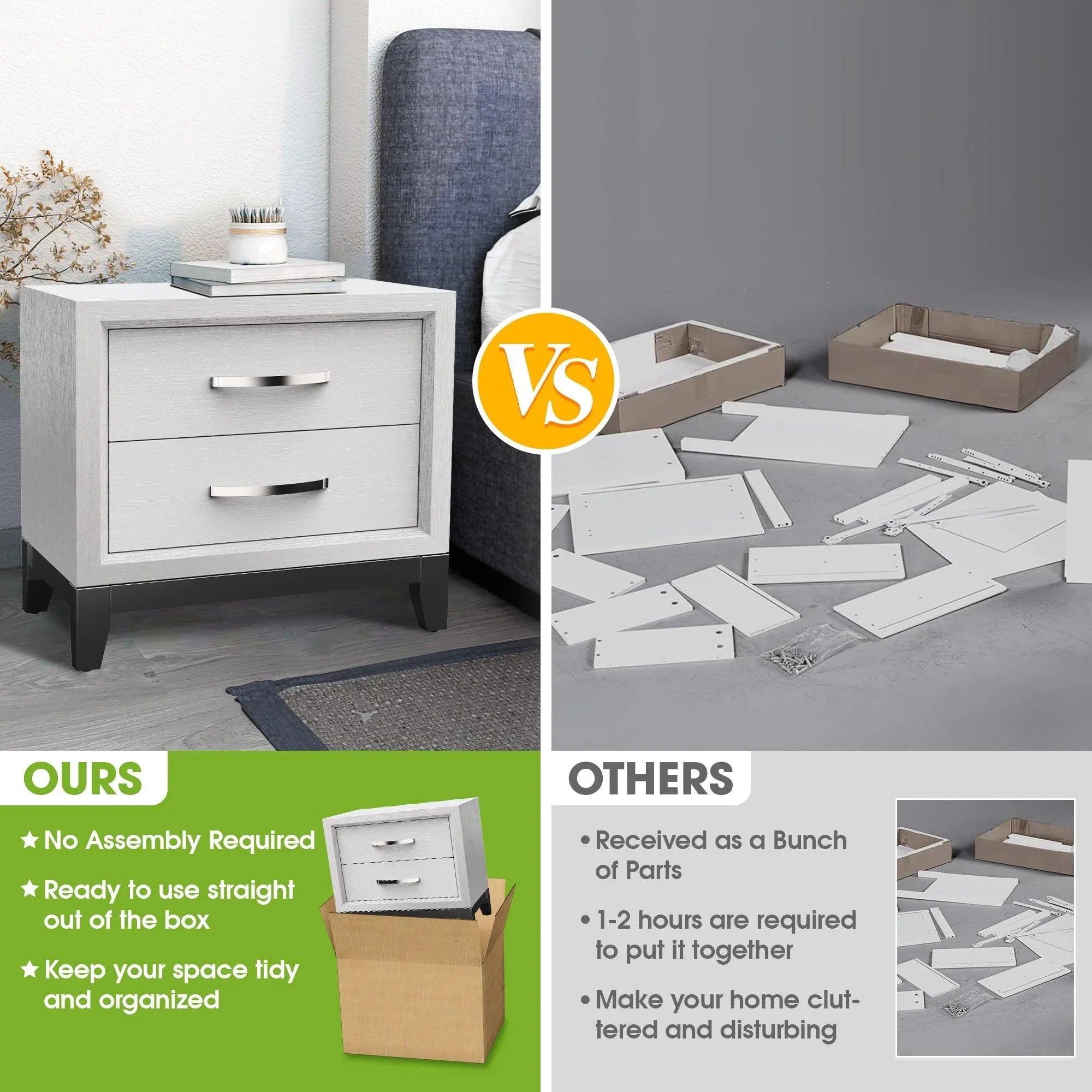 Lucien Contemporary Wood Nightstand with Spacious Drawers
