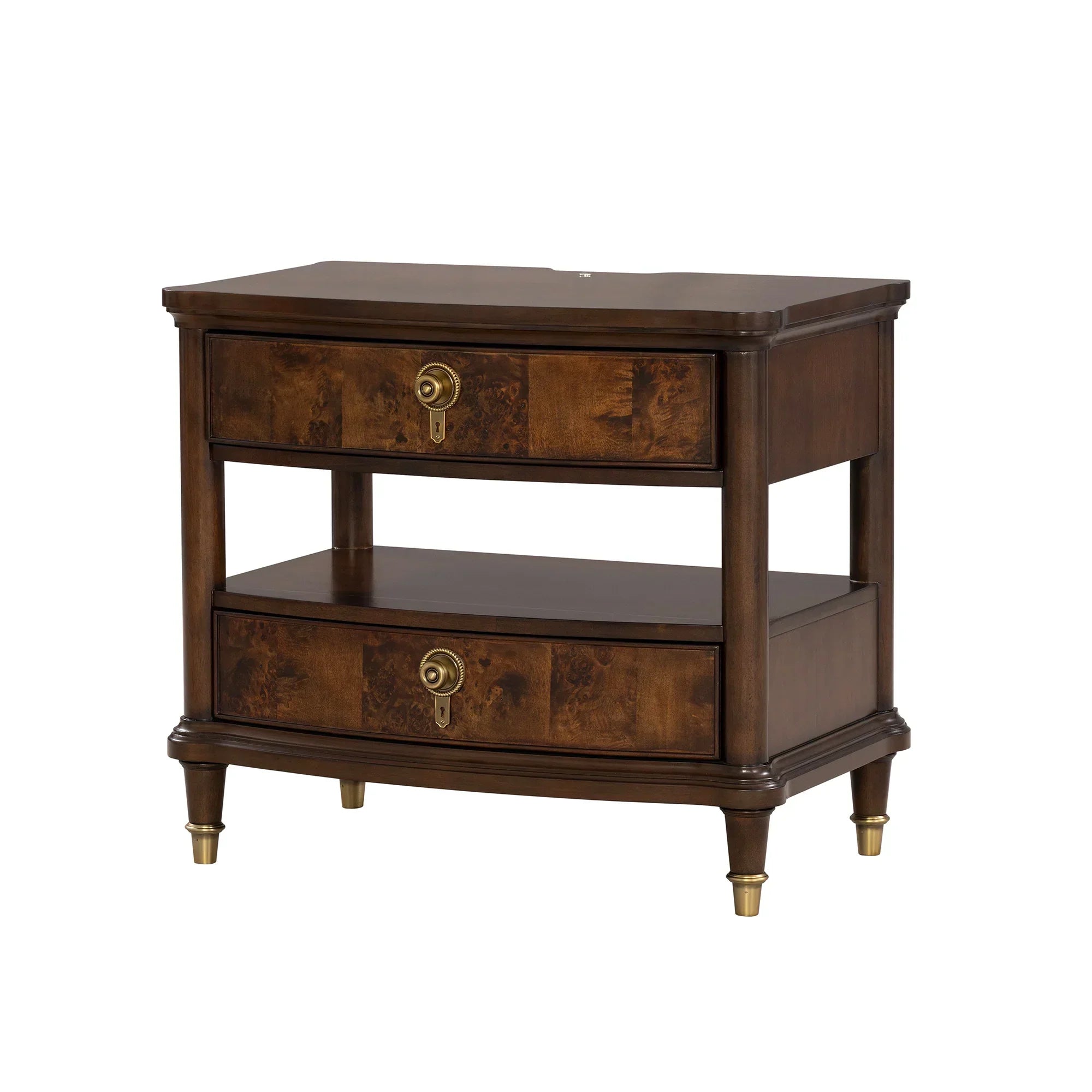 30.5" French Country Nightstand with Built-In Power Outlet and LED Light