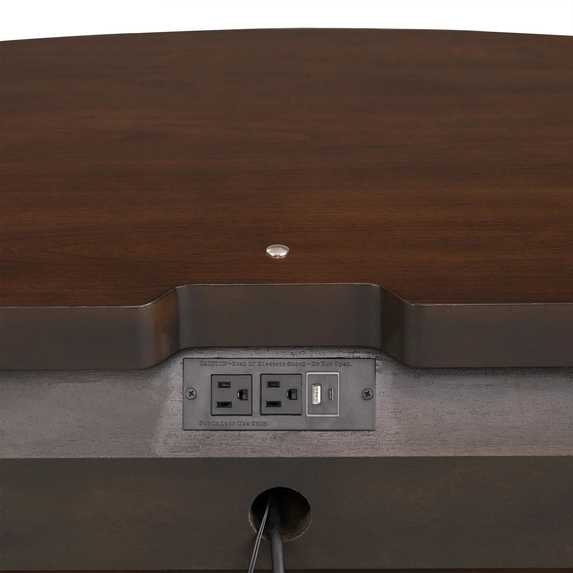 30.5" French Country Nightstand with Built-In Power Outlet and LED Light