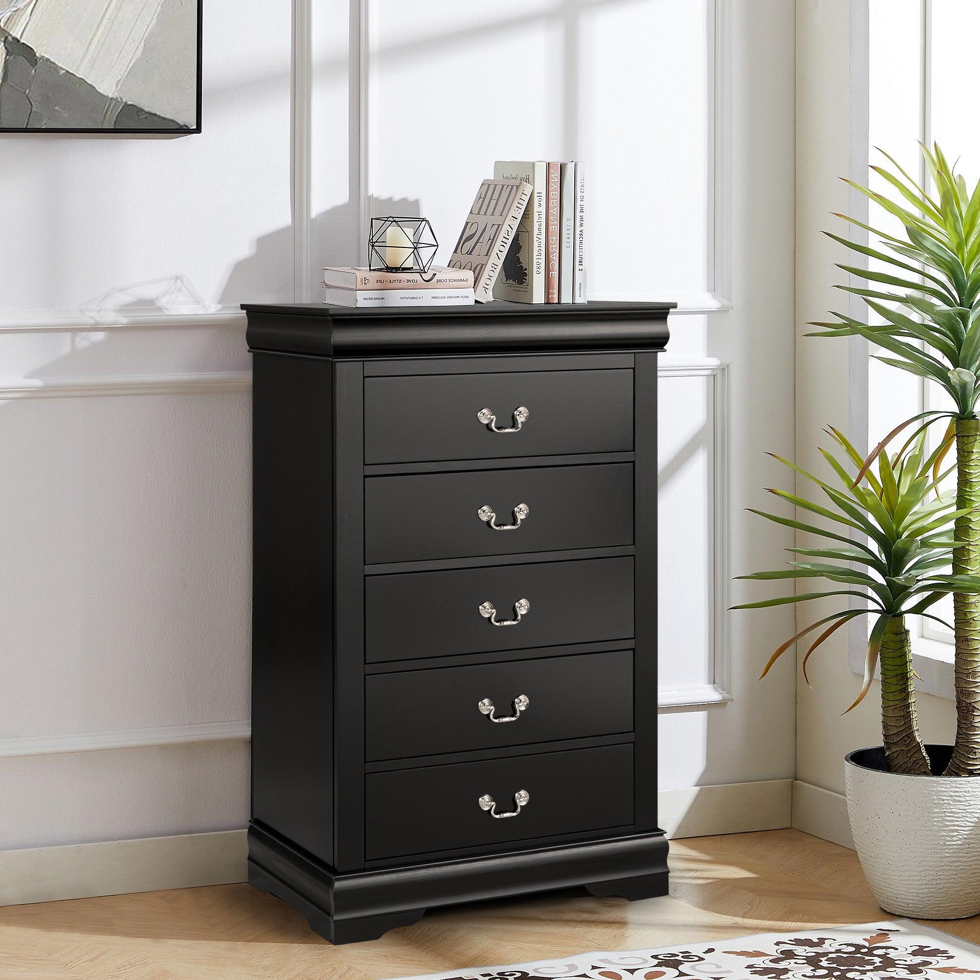 Transitional 5-Drawer Dresser Chest with Classic Bracket Feet