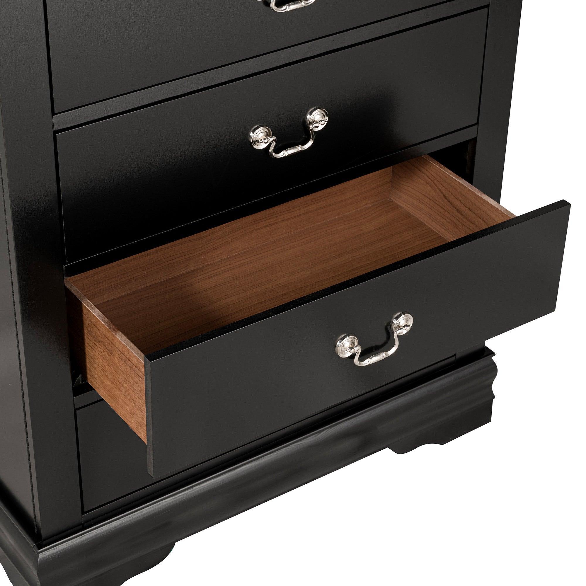 Transitional 5-Drawer Dresser Chest with Classic Bracket Feet