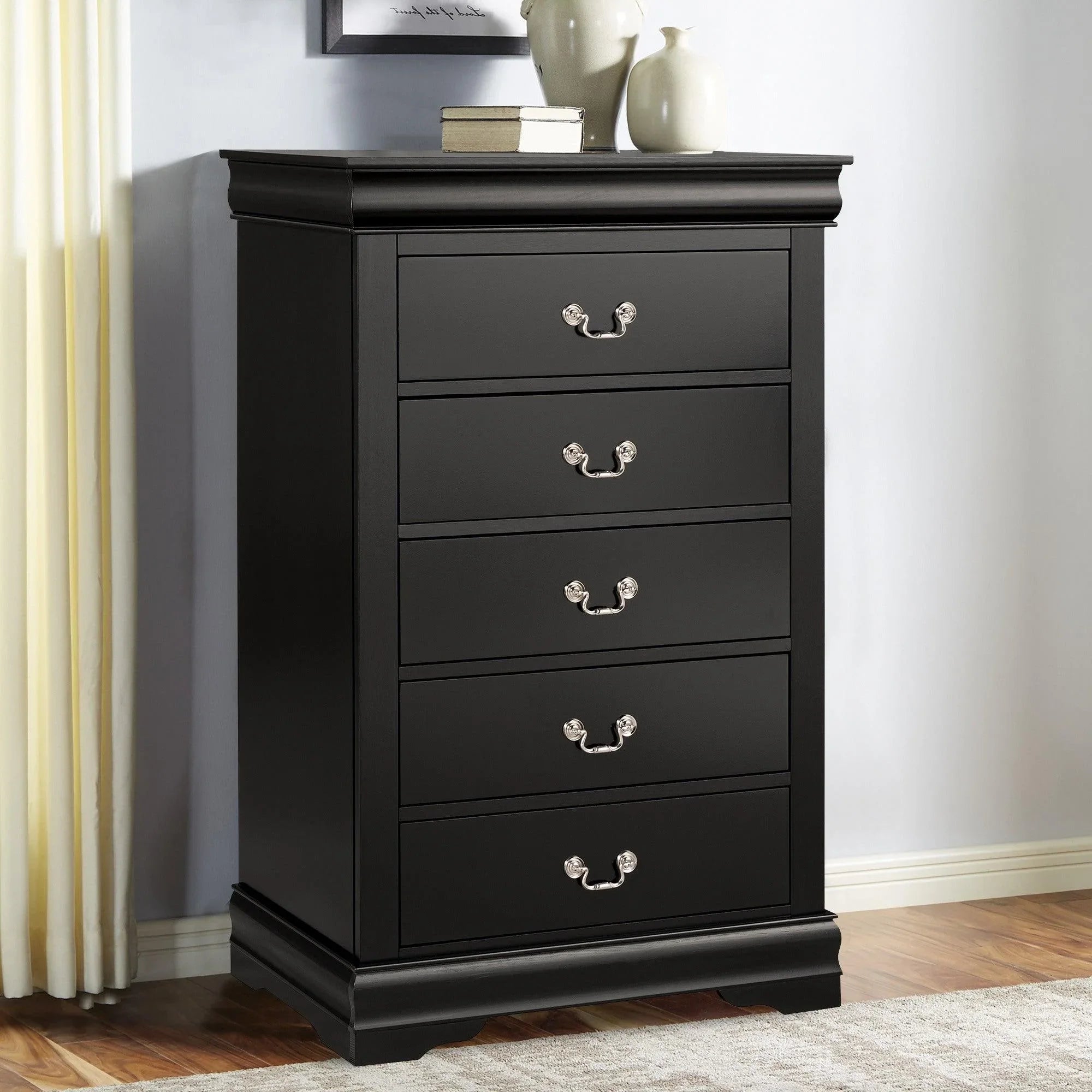 Transitional 5-Drawer Dresser Chest with Classic Bracket Feet