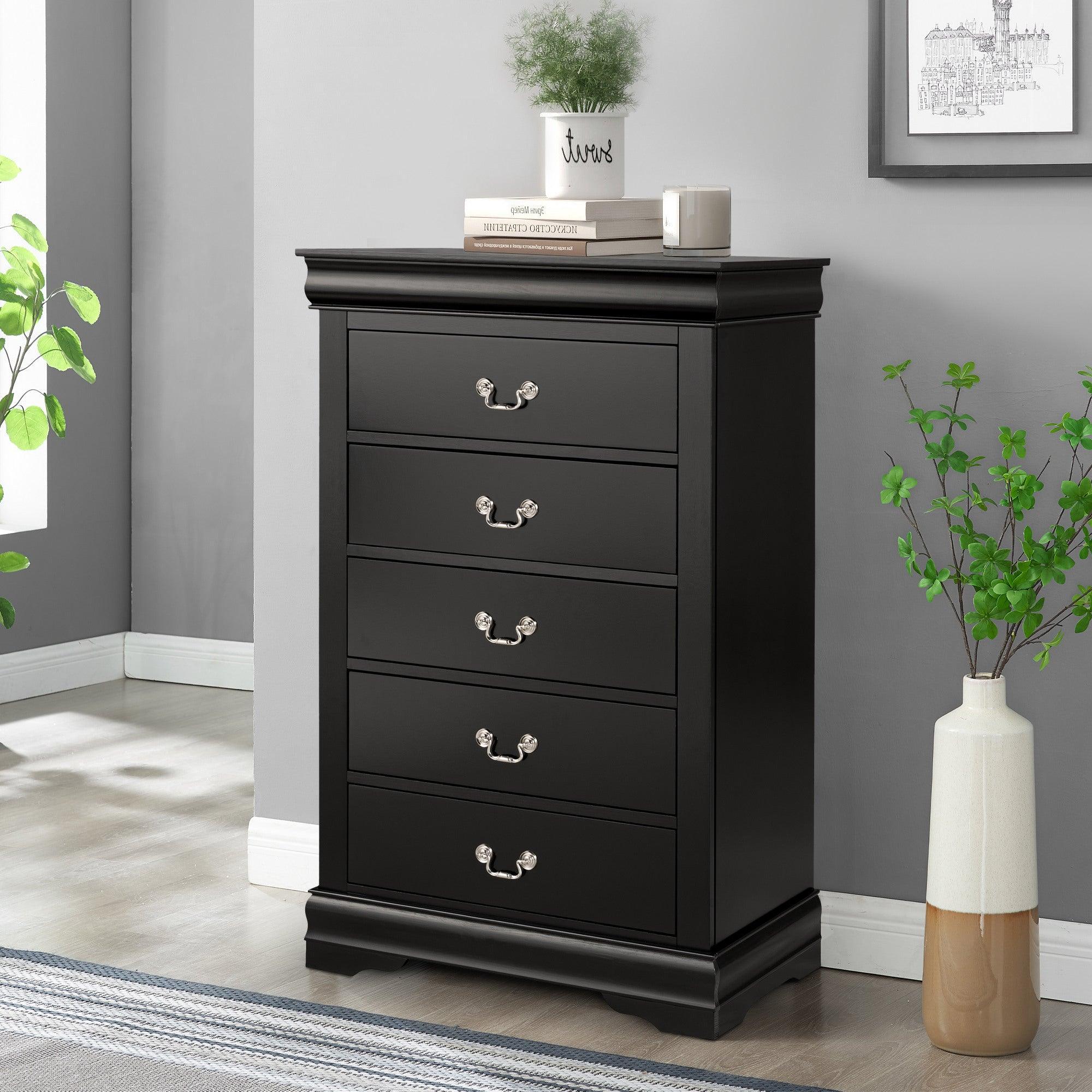 Transitional 5-Drawer Dresser Chest with Classic Bracket Feet