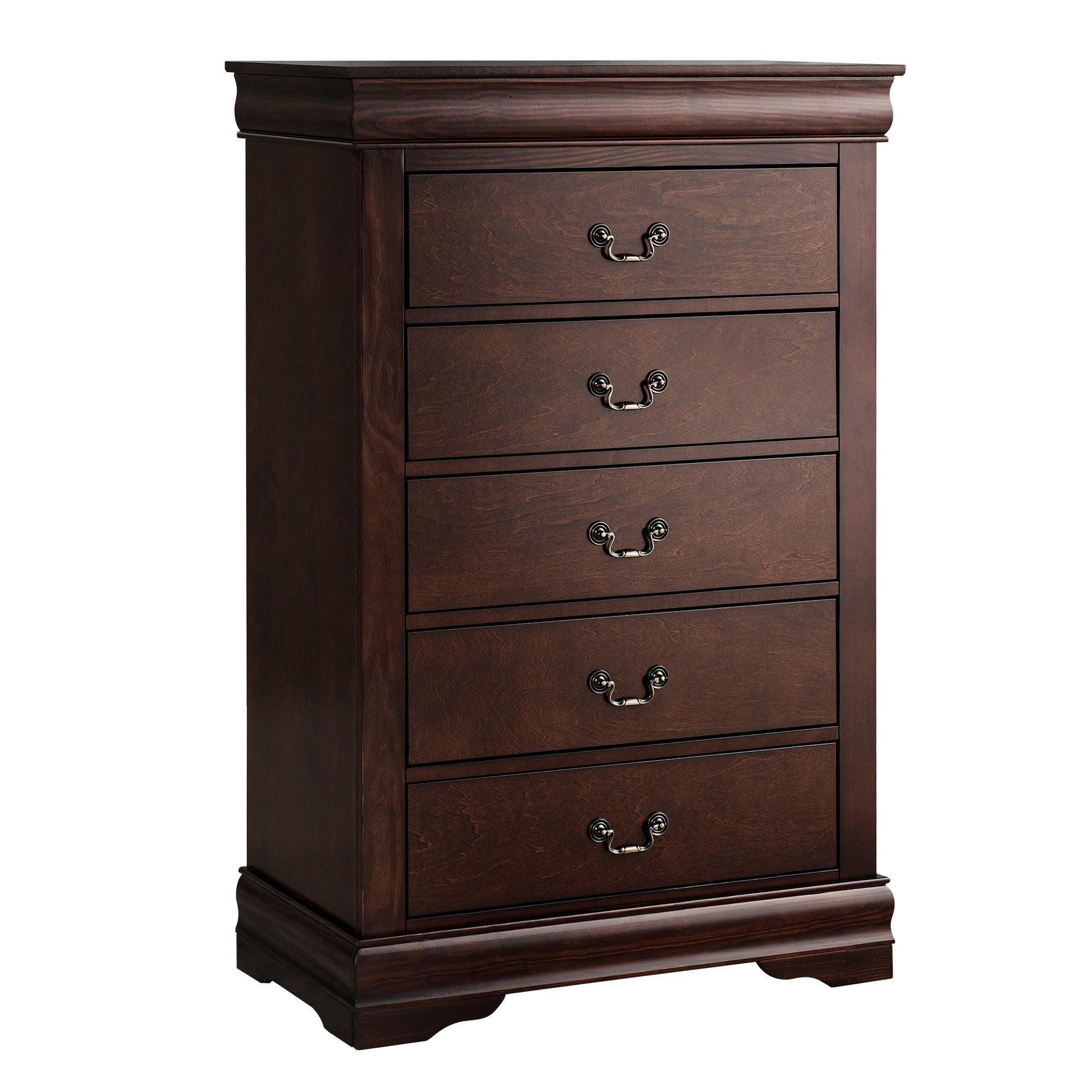 Transitional 5-Drawer Dresser Chest with Classic Bracket Feet