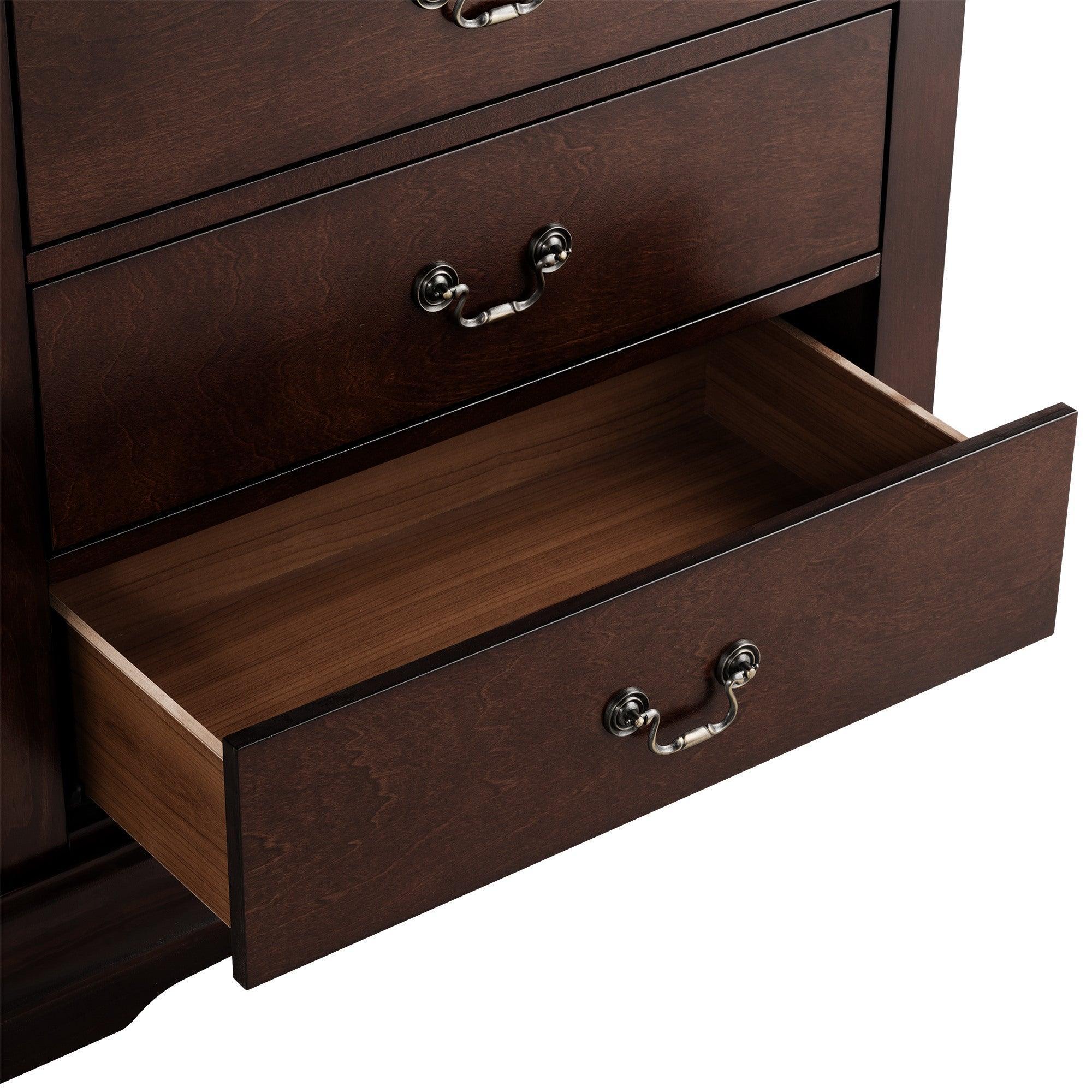 Transitional 5-Drawer Dresser Chest with Classic Bracket Feet