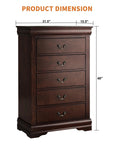 Transitional 5-Drawer Dresser Chest with Classic Bracket Feet